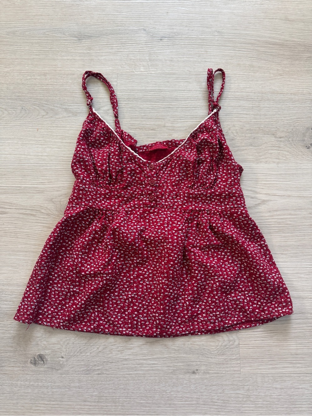 Brandy Melville Red Floral Spaghetti Strap Babydoll Camisole